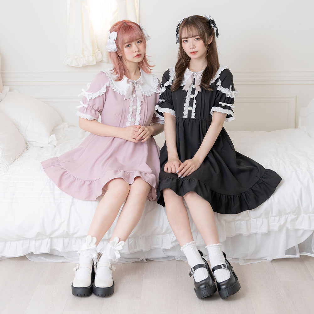 コットンレースフリルワンピース – レディースファッション通販の夢