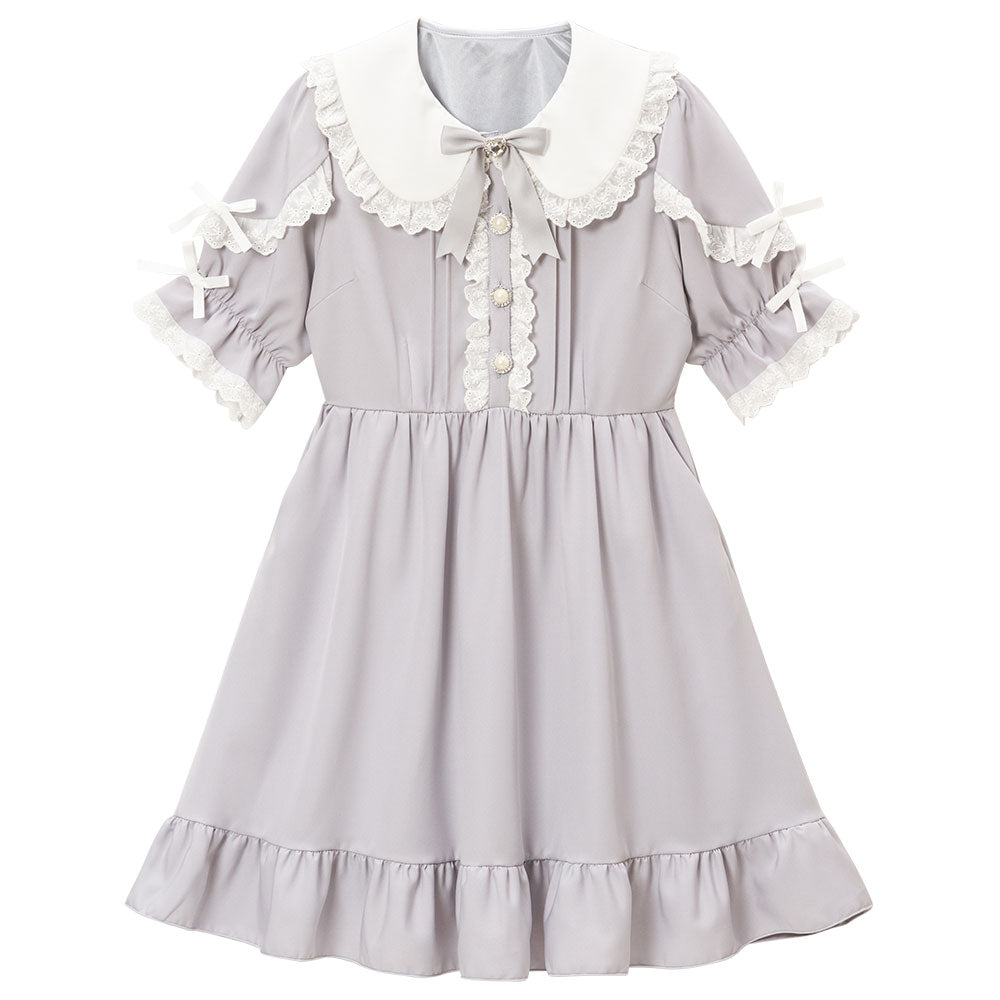 【再入荷】レースフリル  ミニ トップス ワンピース レースフリルカラーミニOP｜evelyn（エブリン）公式通販サイト