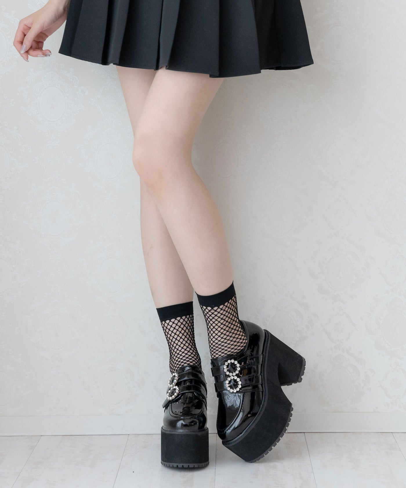 感謝祭セール対象】ダブルビジュー厚底ローファーパンプス