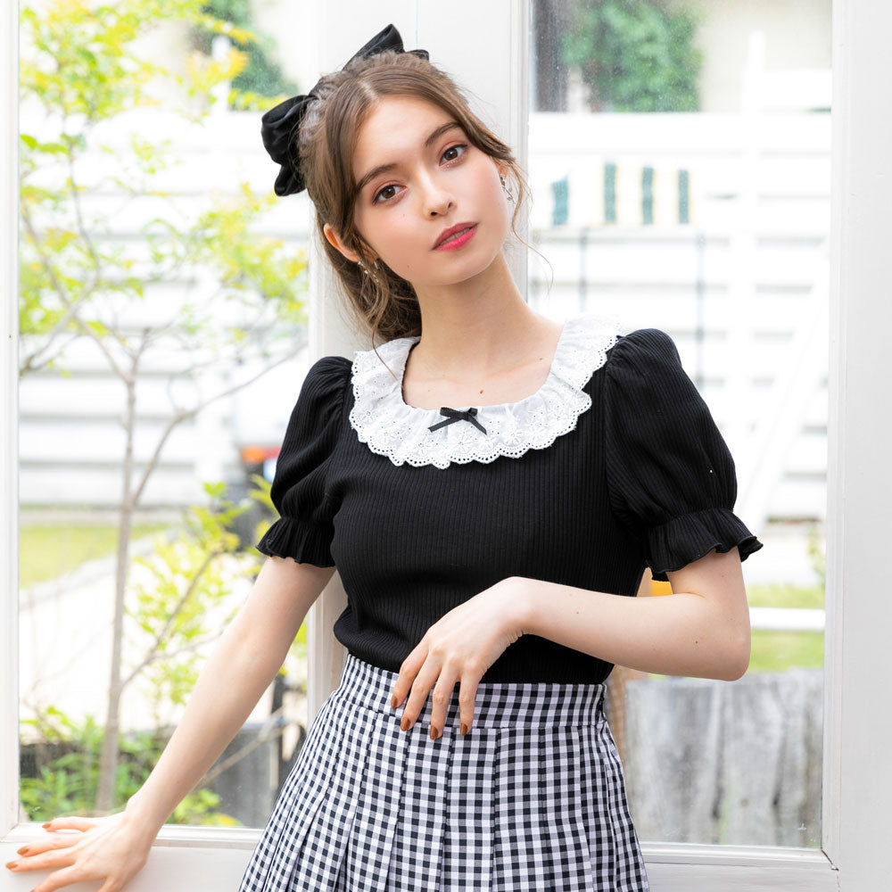 DOLCE&GABBANA 豪華レース襟とろみコットンカットソー DOLCE&GABBANA 豪華レース襟とろみコットンカットソー