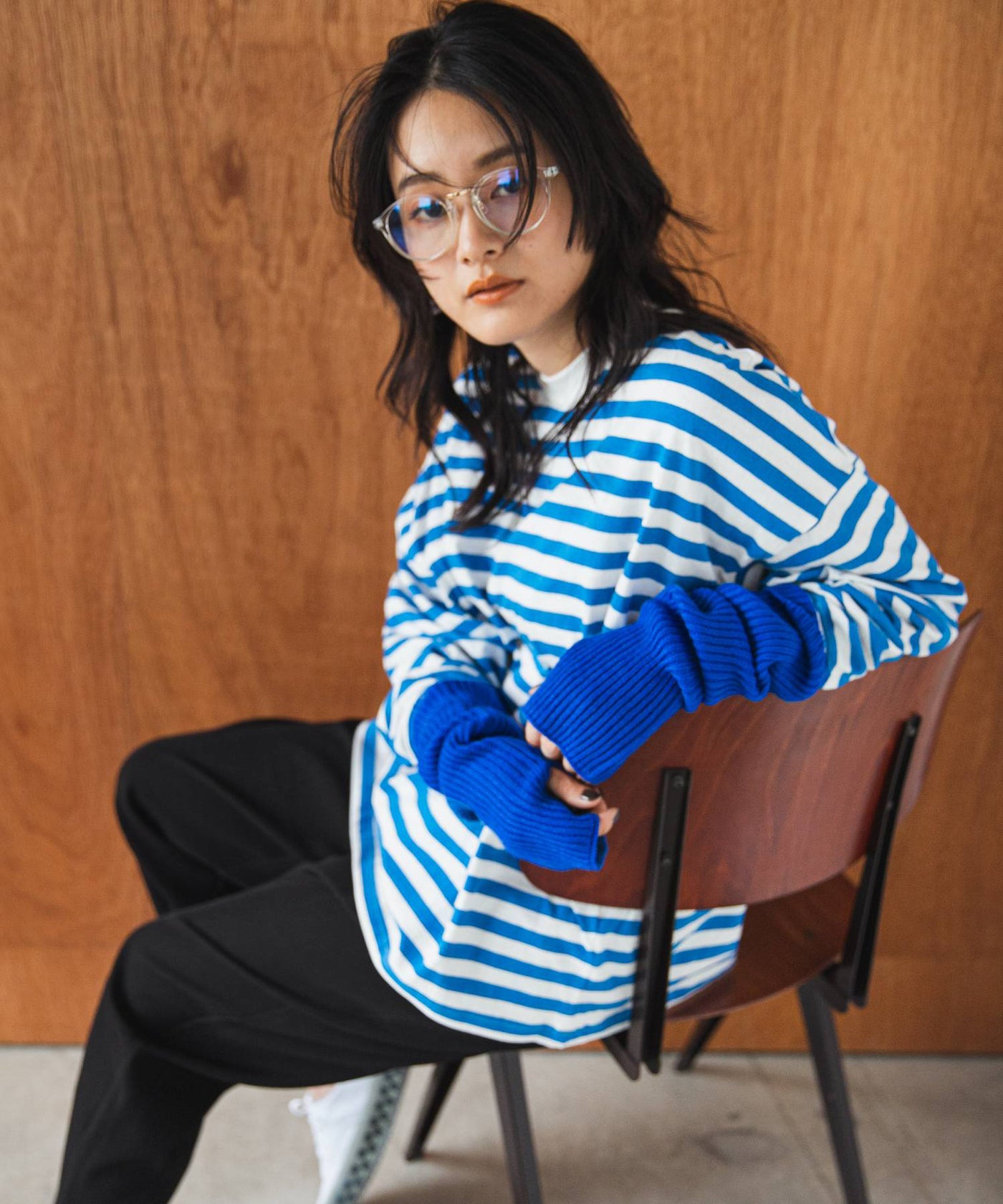 LGB スカルモチーフ アームウォーマー ニット カラフルニットアーム