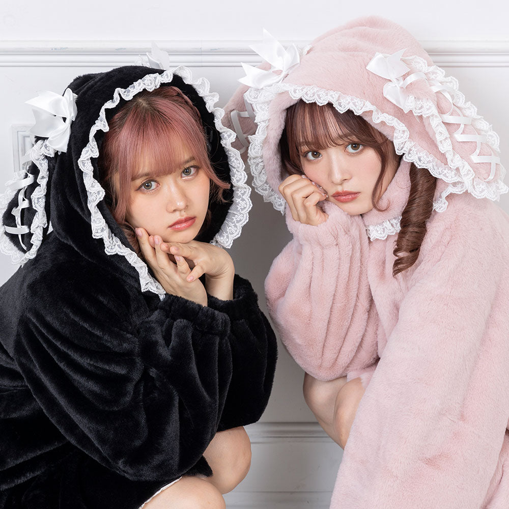 うさ耳レースアップリボンファーコート – レディースファッション通販