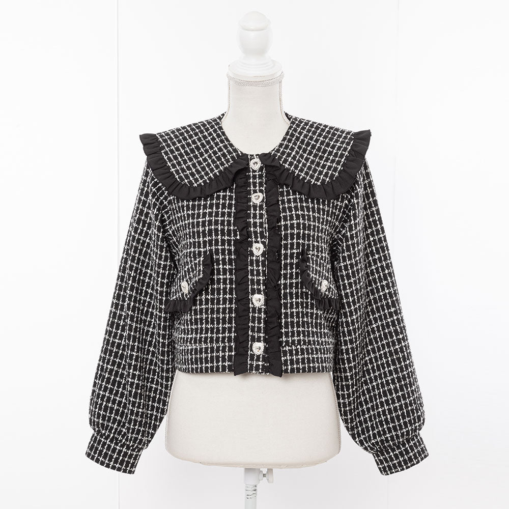 SONO ラッフルフリルツイードジャケット 丸襟フリルツイードジャケット – レディースファッション通販の夢展望