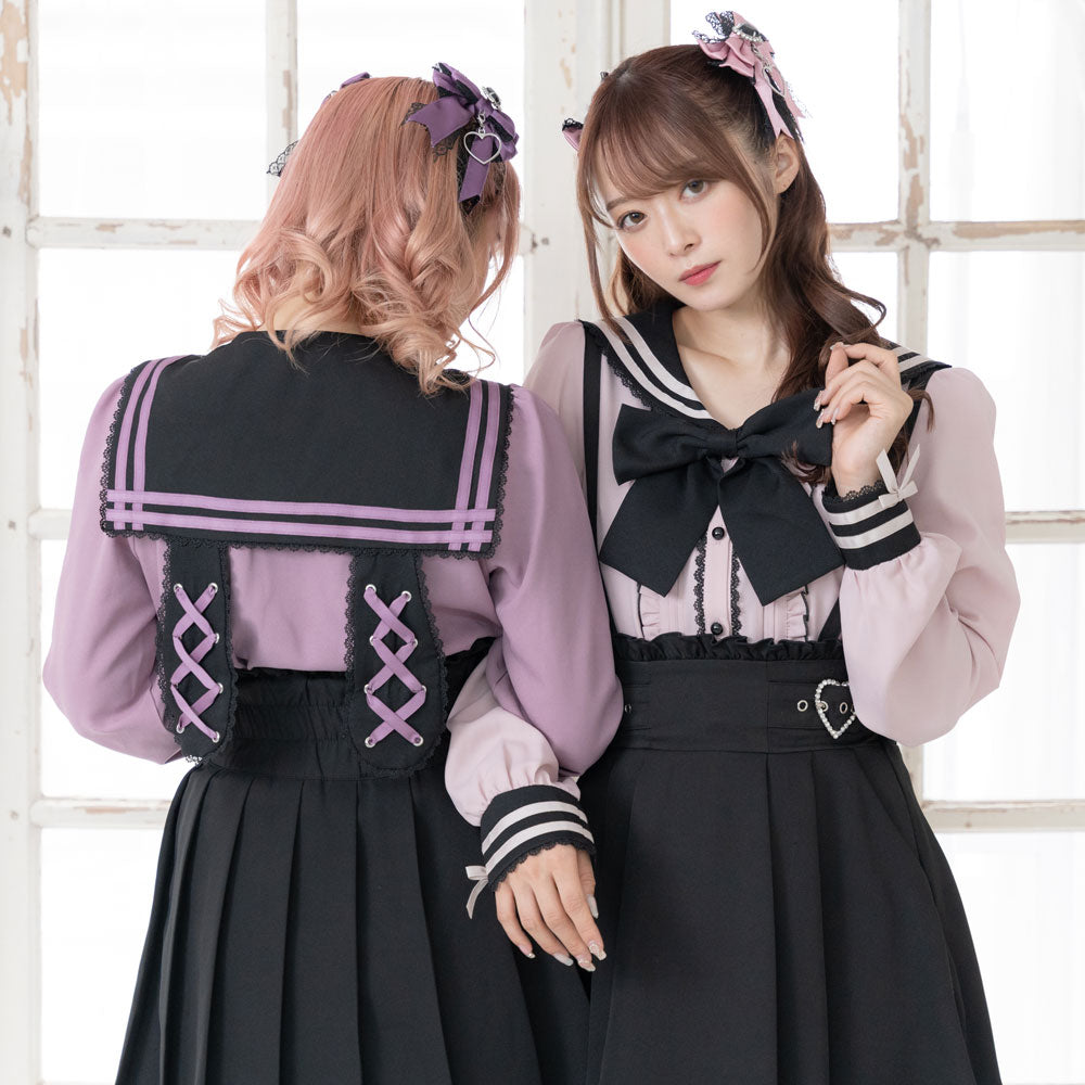 セーラーブラウスのテディベア Shamokoさんのブランド ＊ ”LovelyShamoko55” ＊ ピンクの水玉模様の