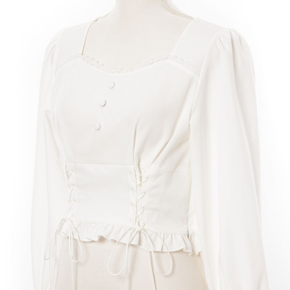 コルセット風レースアップレディブラウス – レディースファッション