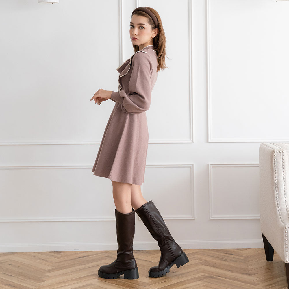 pium ピウム　レイヤードボウタイフレアミニワンピース　ワンピース　レディース レイヤードボウタイフレアミニワンピース – pium