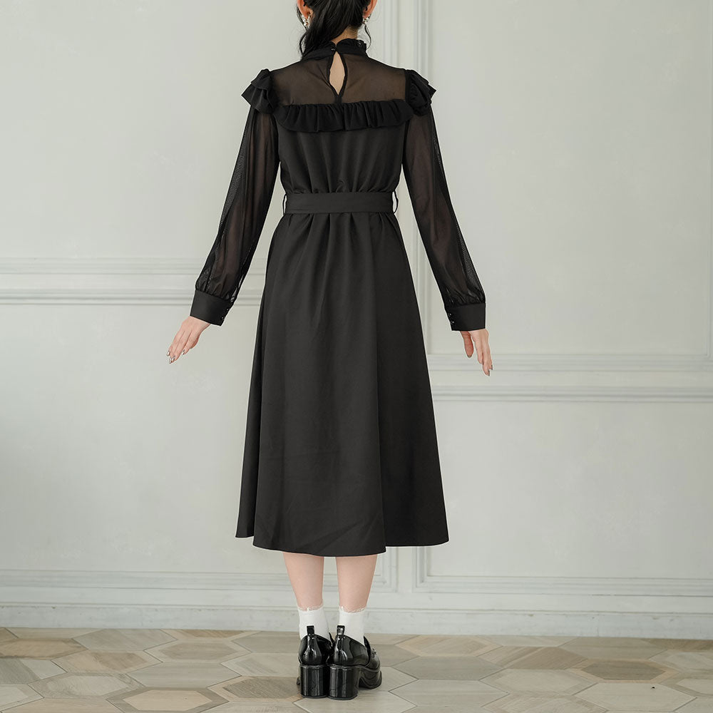 値下げ pium ヨークフリルベルト付きワンピース♡ ヨークフリルベルト付き半袖ワンピース – pium