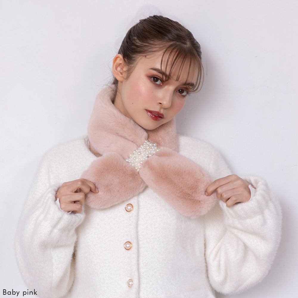 わ*様 MARS ファーティペット ピンク リボン付きフェイクファーティペット（ストール・マフラー） | PINK