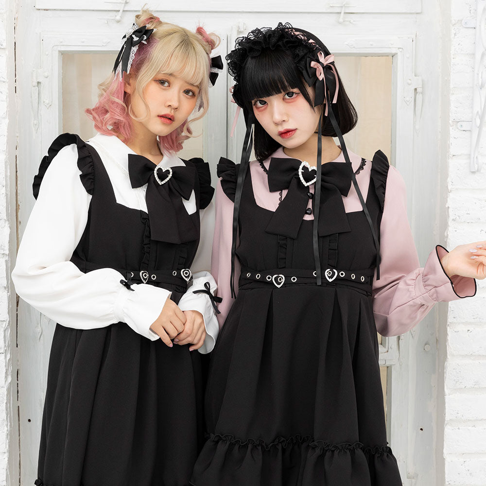 ワンピース everybirthday CROSS CUPID TOP&DRESSBLACK キラキラハートクロスベルトワンピース – レディースファッション通販