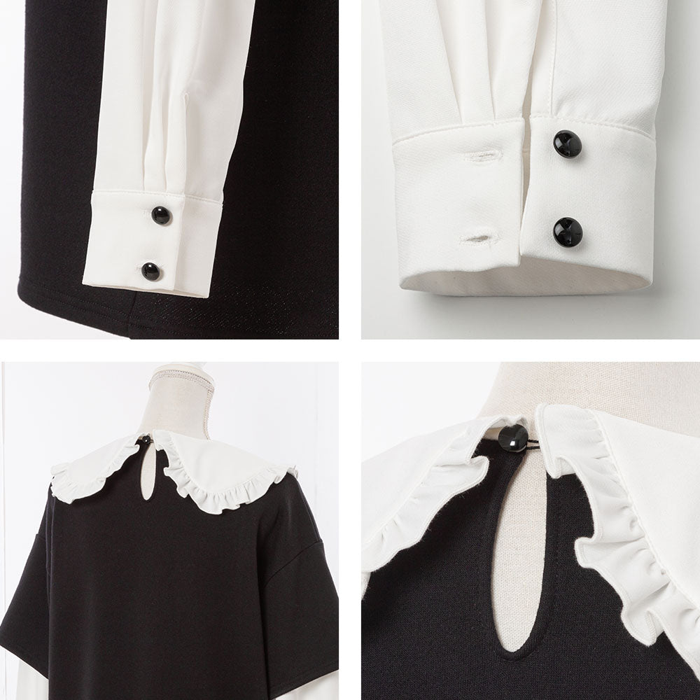 丸襟フリル切替裏毛ワンピース – レディースファッション通販の夢展望