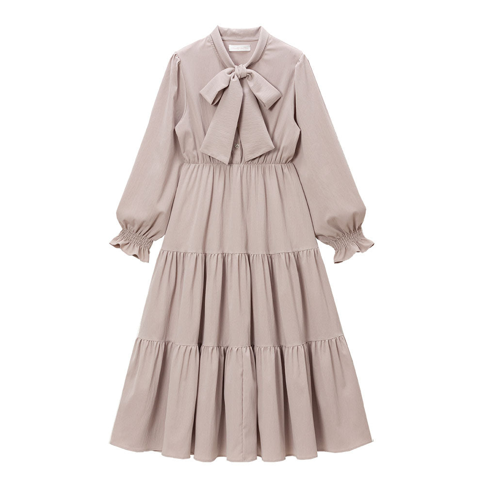 ボウタイティアードロングワンピース – レディースファッション通販の