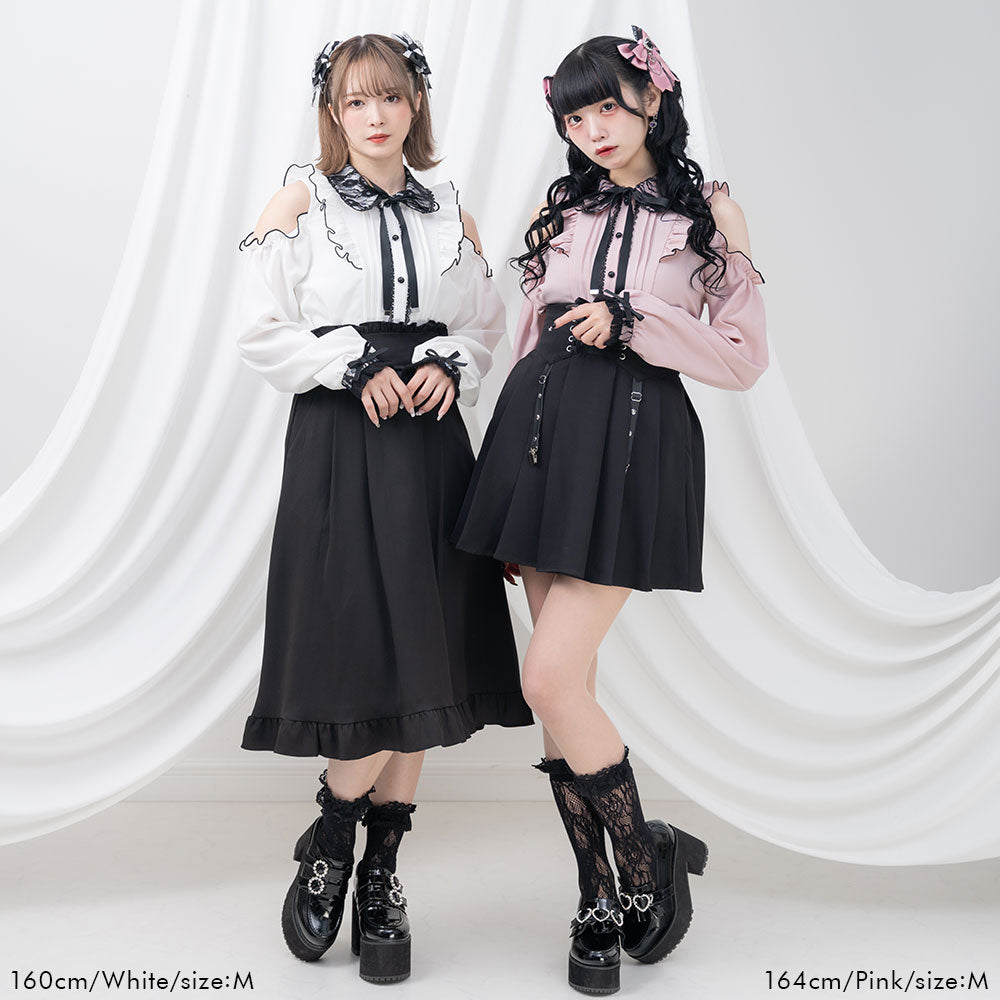 ドリーミーレースオフショルダートップス