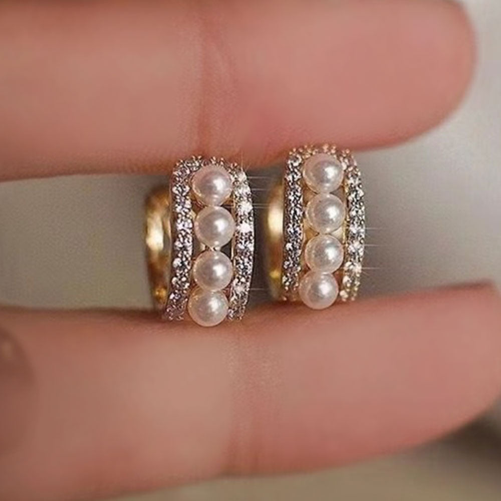 華やかなパール×ビジュー♡シャネル★フープピアス エレガントに輝いて顔周り華やかに♪】CHANEL パールピアス
