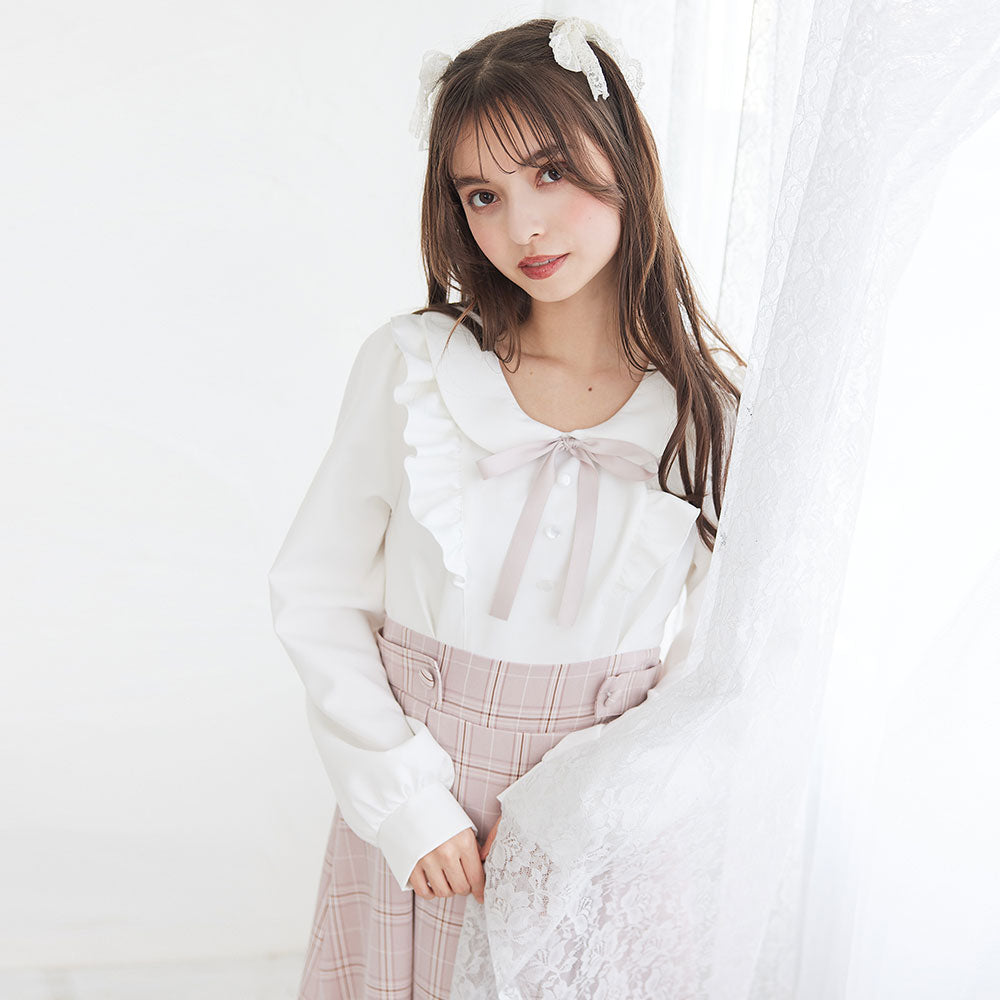 丸襟フリルリボンワンピース【ニット】 – レディースファッション通販