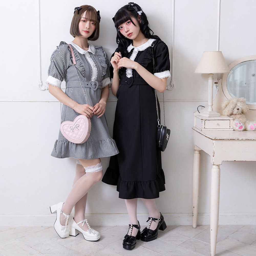 上品リボンパールスクエアトゥパンプス【大きいサイズ有