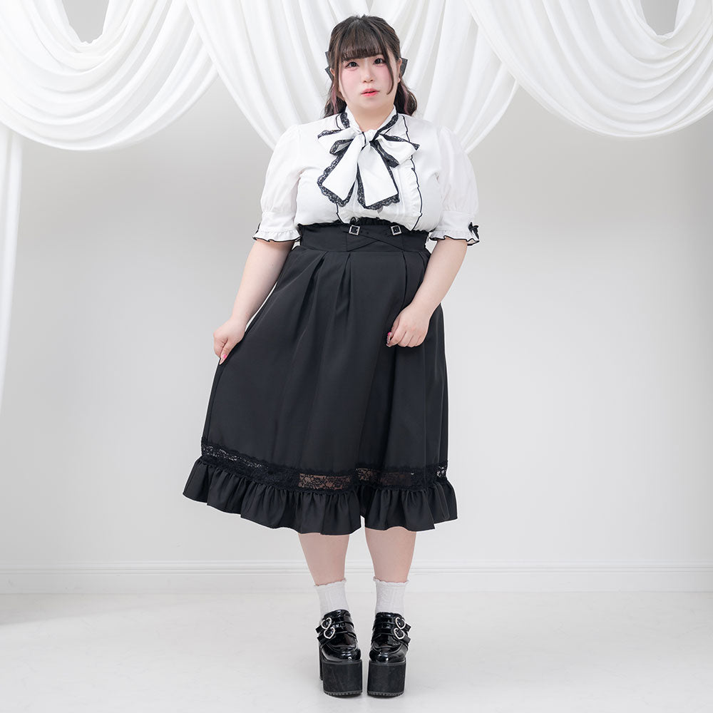 夢展望 裾レーストリムクロスベルトスカート 裾レーストリムクロスベルトスカート – レディースファッション