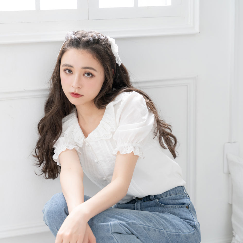 メール便】ヴィンテージライクコットンブラウス – レディース