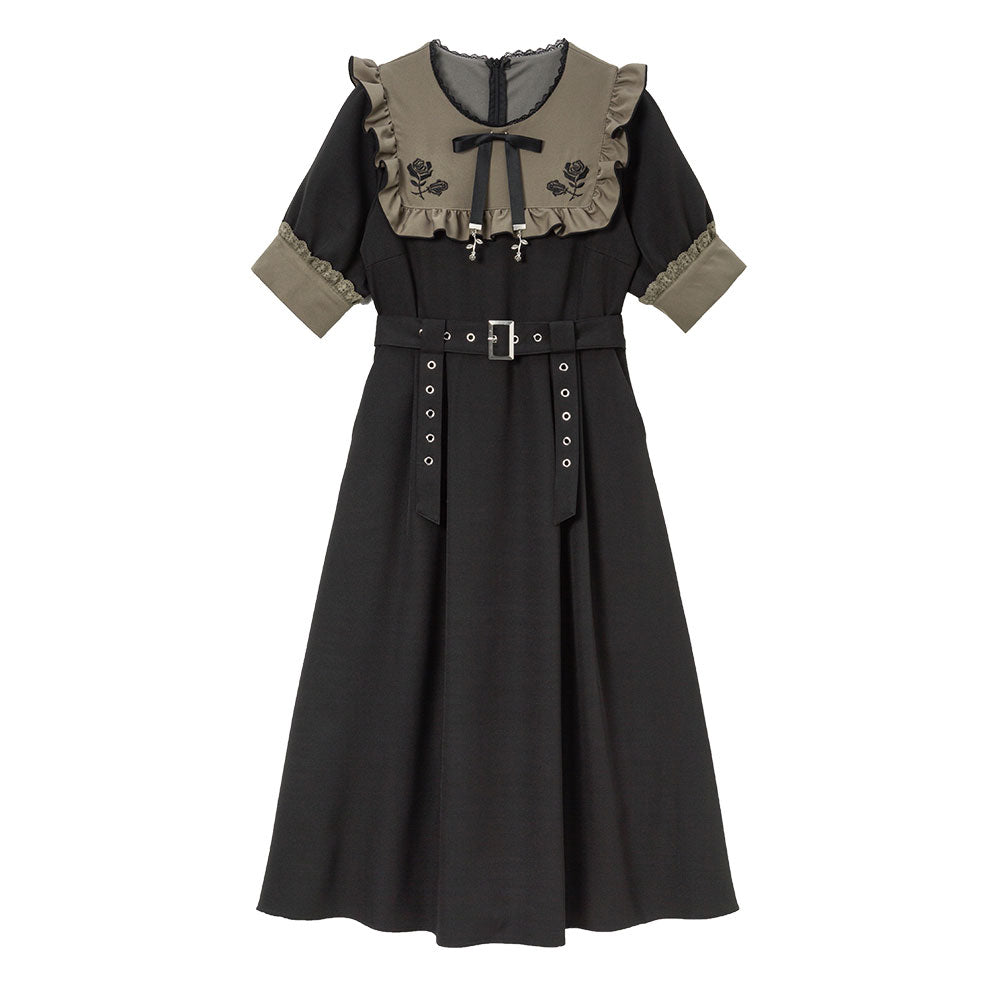 ガーターデザインバラ刺繍ワンピース – レディースファッション通販の