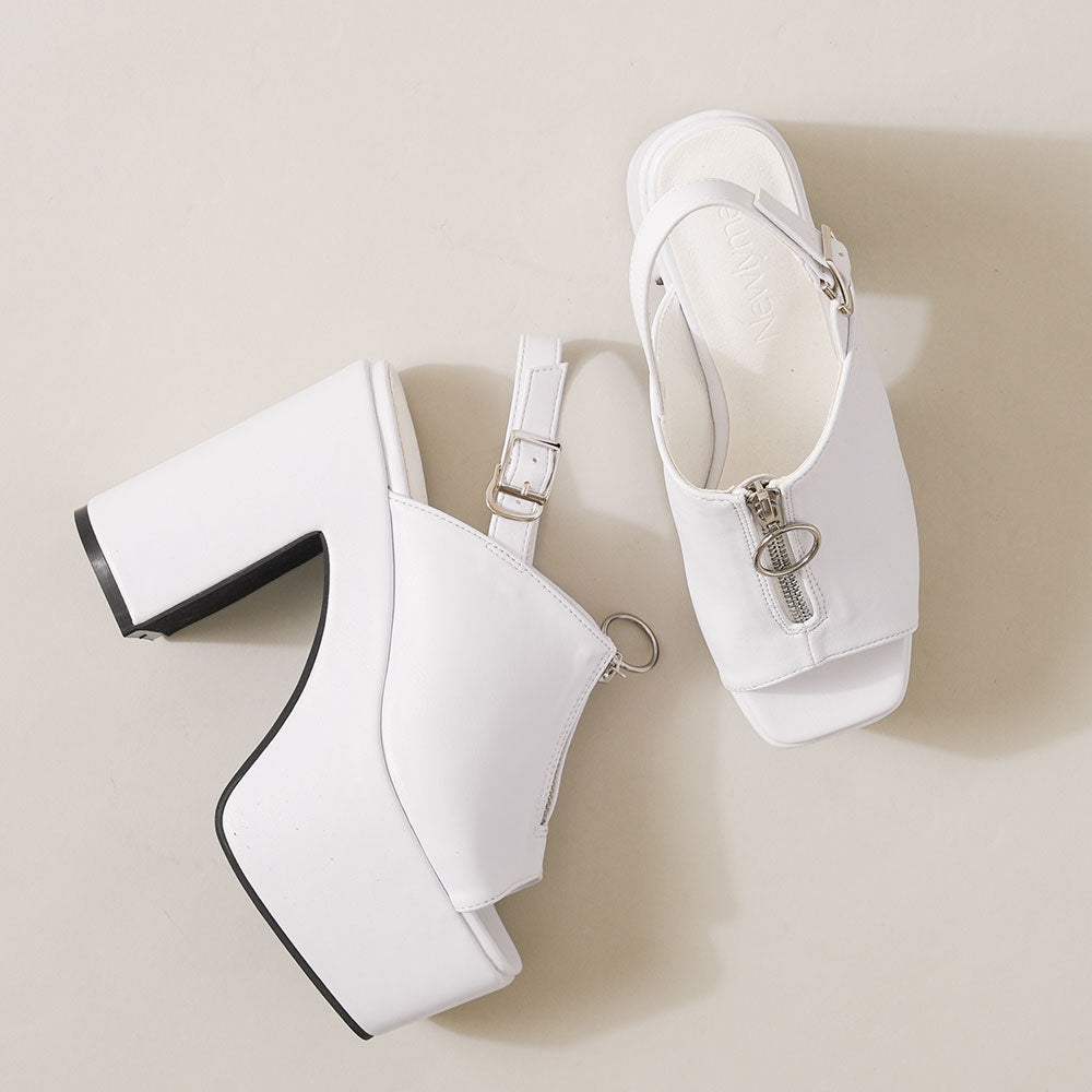 厚底ジップデザインベルトサンダル – レディースファッション通販の夢