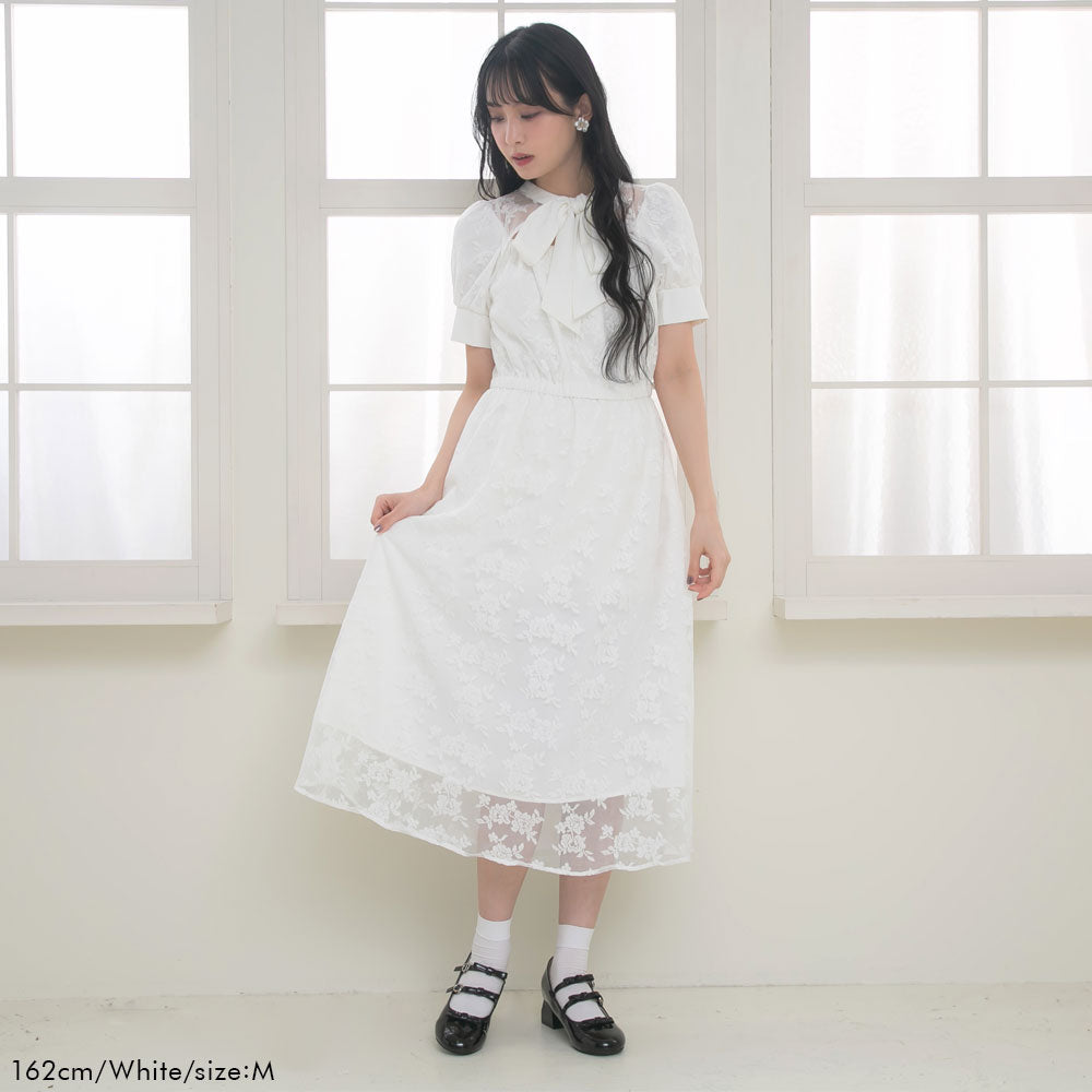 総レースリボン半袖ワンピース – レディースファッション通販の夢展望