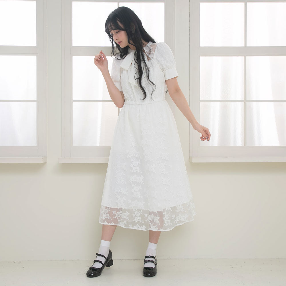 総レースリボン半袖ワンピース – レディースファッション通販の夢展望