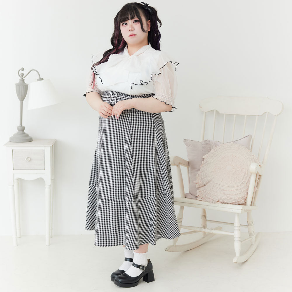 リボンベルトハイウエストスフレアスカート – レディース
