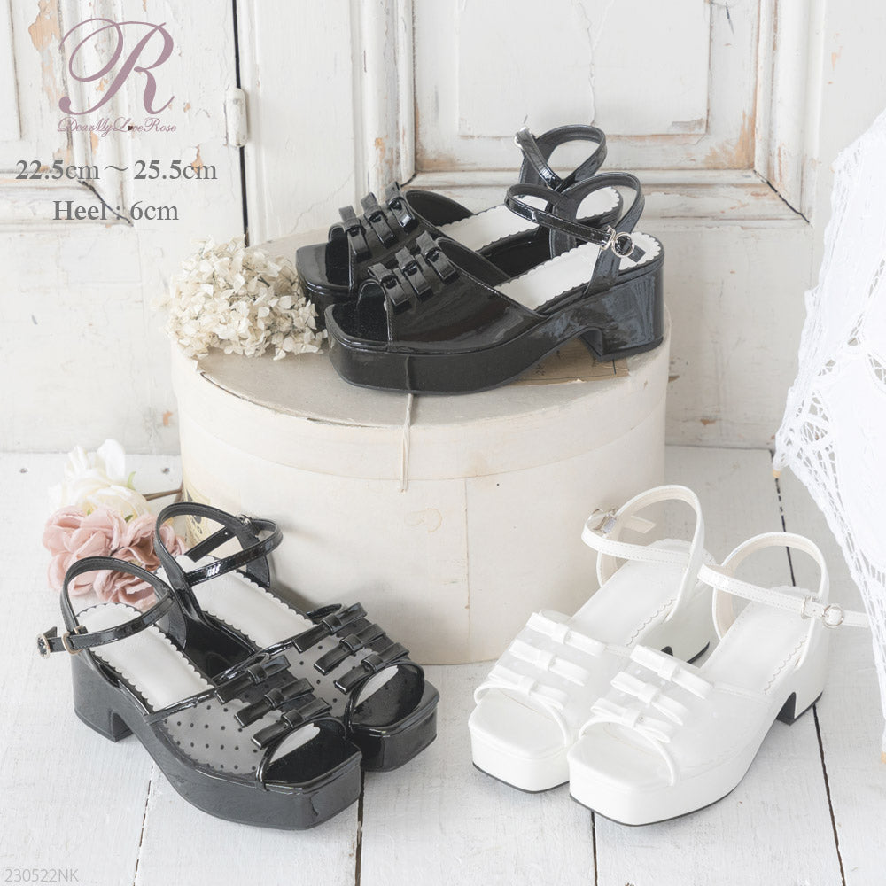 エナメルリボンスクエアトゥーサンダル エナメルリボンスクエアトゥーサンダル Enamel Ribbon Square