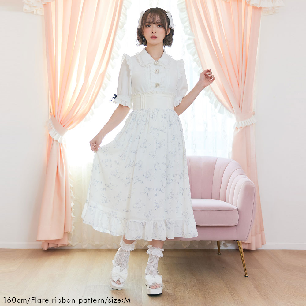 新品 TED BAKER ビジュー デザイン バック リボン フレア スカート バックリボンデザインボリュームスカート | Rlab store