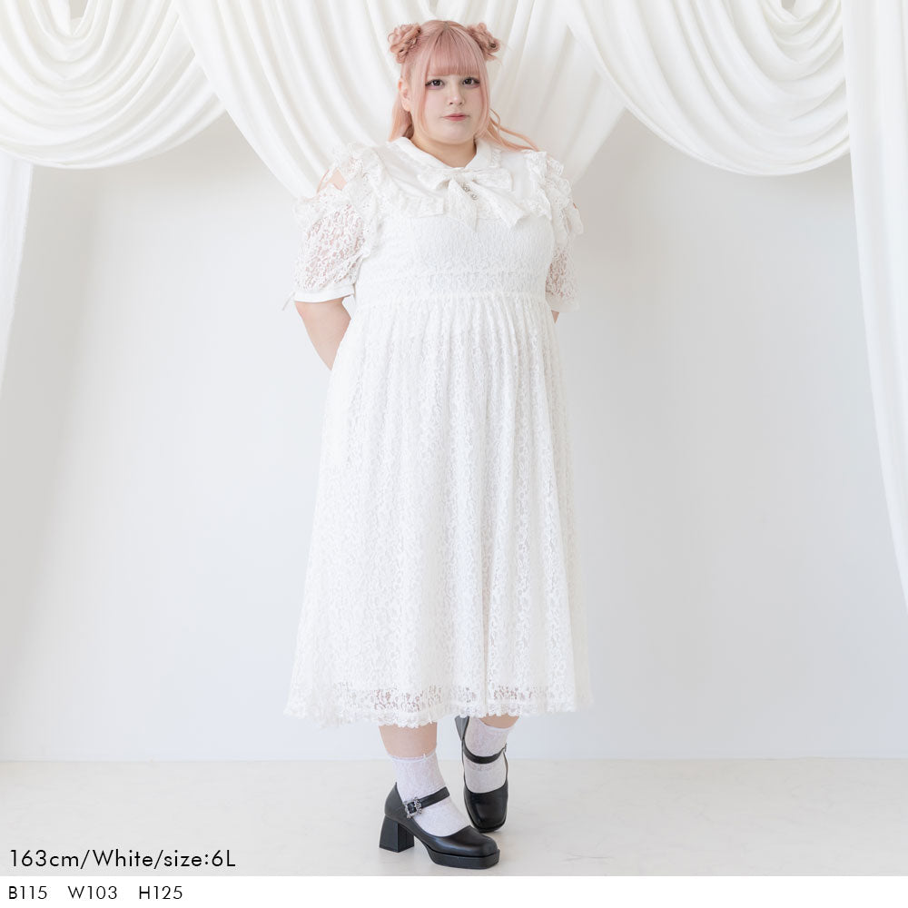 イノセントリボンフリルレースワンピース – レディース