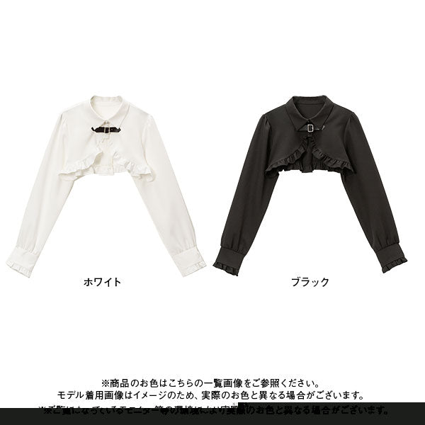 スクエアバックルフリルショートブラウス