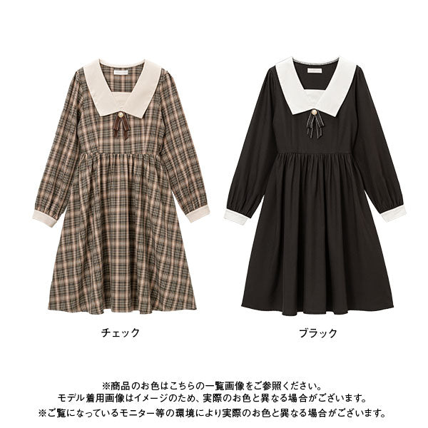 夢展望　ハートくり抜きセーラーワンピース　チュニック ハートくり抜きフリルセーラーワンピース – レディース