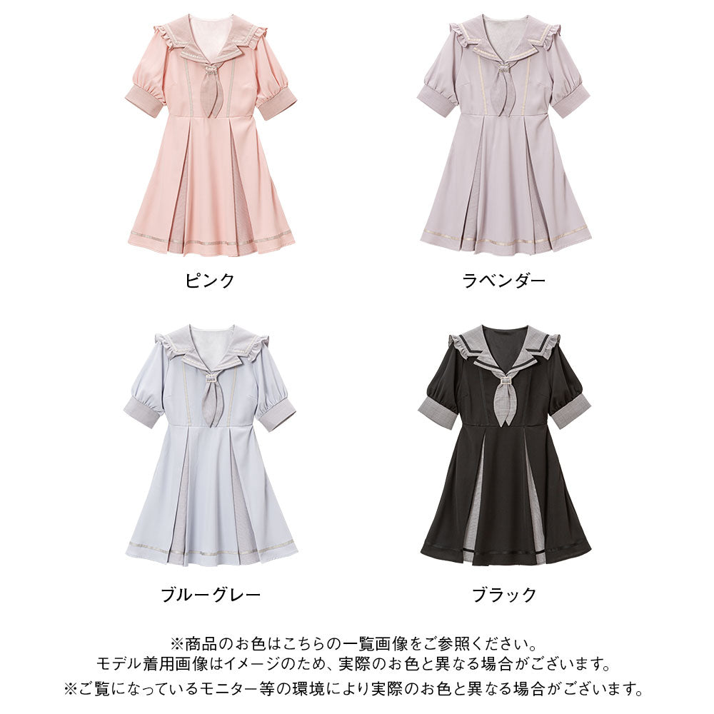 作家さん テディベア チェックのひらひらワンピースにリボン