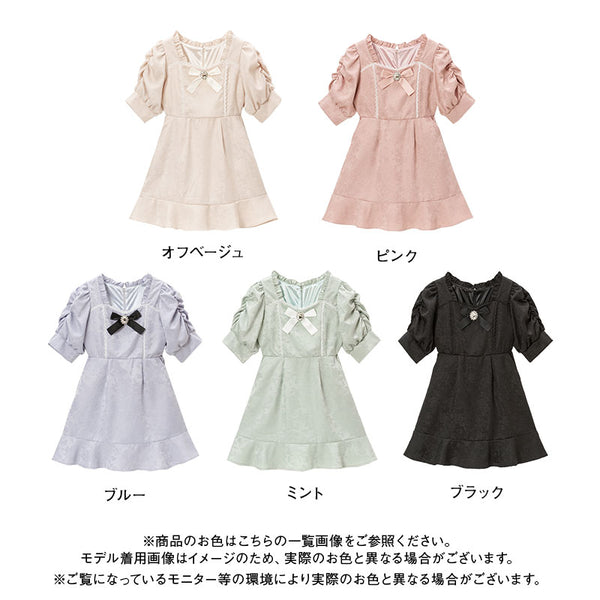 ジャガードパワショルビジューワンピース