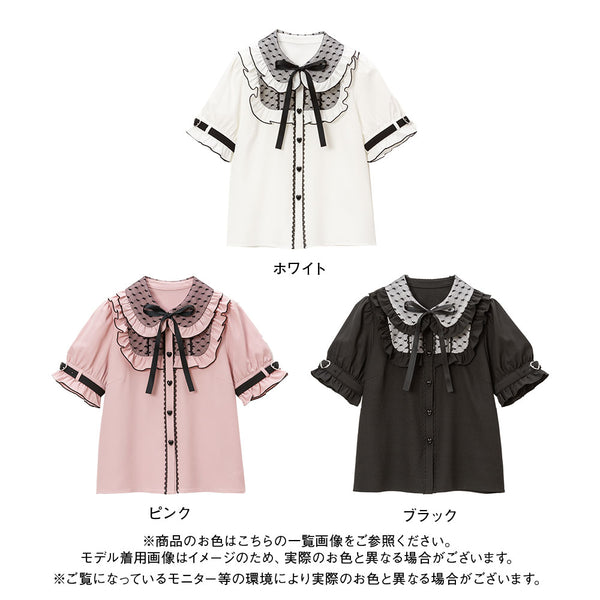 ハートドットバックルブラウス