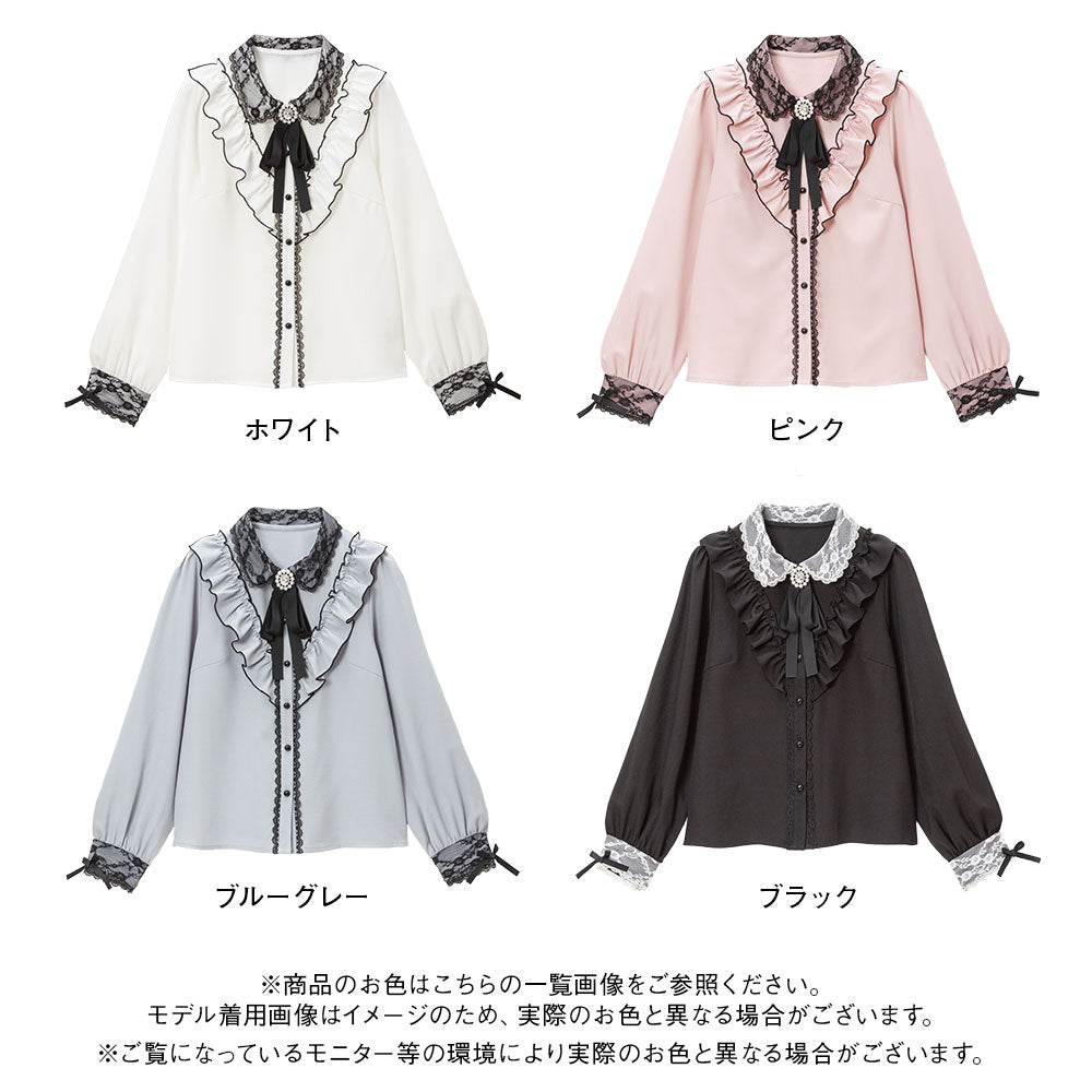 ブラウス シャツ レース重ねビジューブラウス レディース 楽天市場】【SALE】 レース重ねフリルビジューブラウス