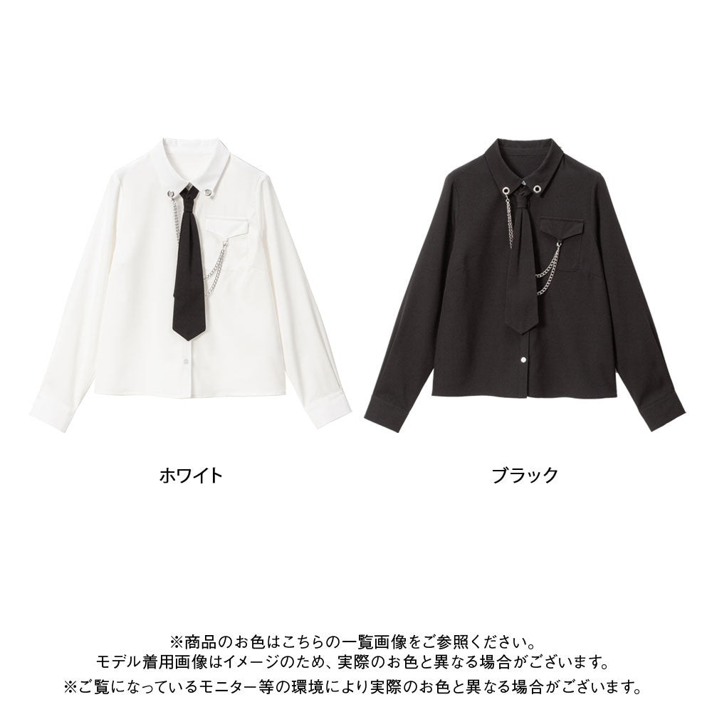 ストライプネクタイ付きブラウス ネクタイ付きオーバーサイズストライプシャツ（シャツ/ブラウス
