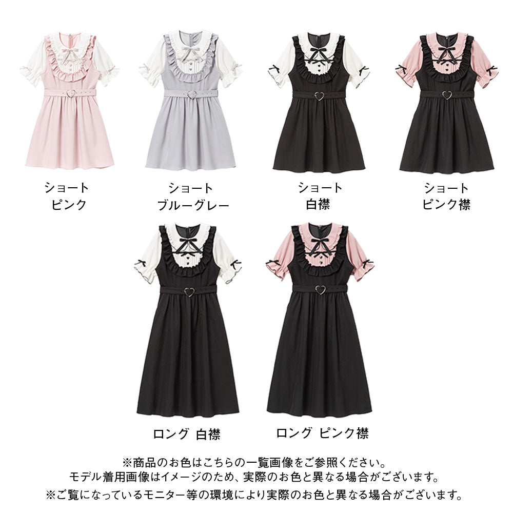 ♡美品♡la belle etude タックフリルリボンミニワンピース パープル ♡美品♡la belle etude タックフリルリボンミニワンピース パープル